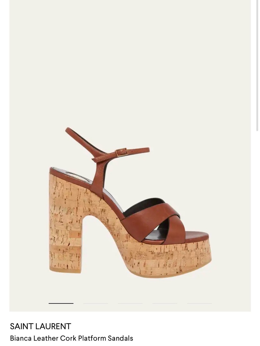 Saint Laurent Bianca , Brown Leather Cork Platform Sandals